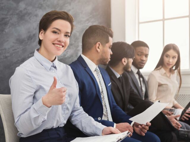 Group of job-candidates at an interview